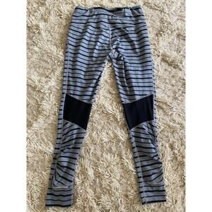 Athleta Striped High Waist Leggings Compression Mesh Knee Panels Workout Cardio